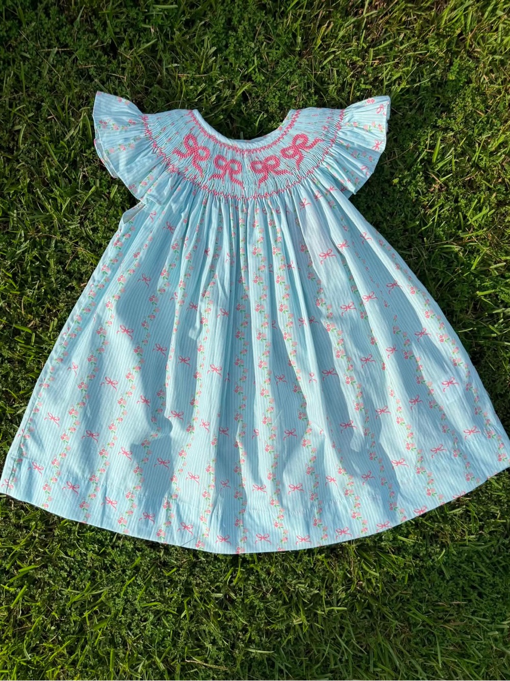 Pink Bow Hand Smocked Dress